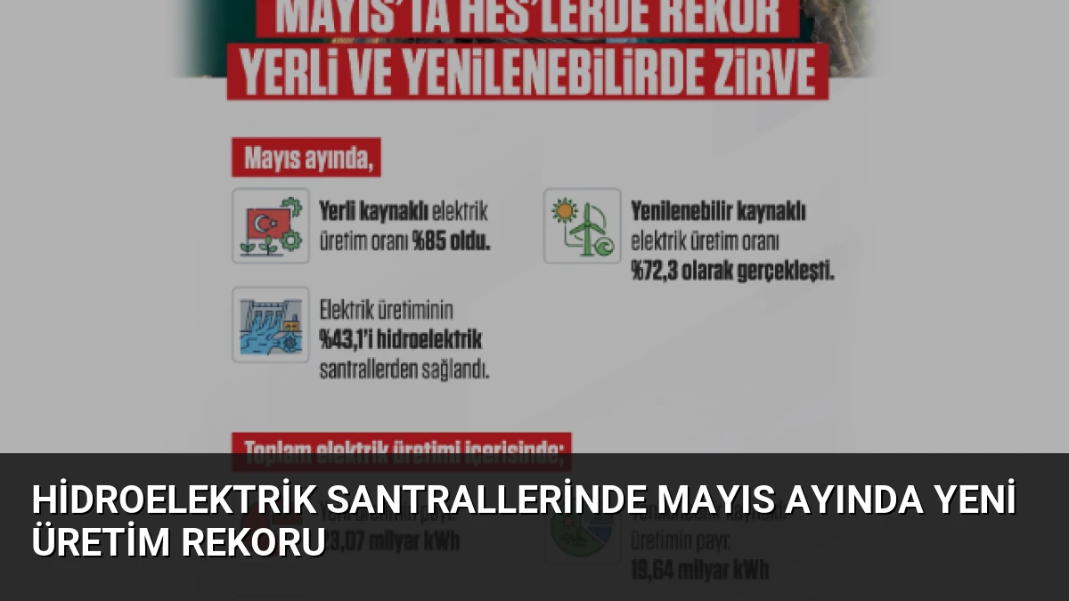 Hidroelektrik Santrallerinde Mayıs Ayında Yeni Üretim Rekoru