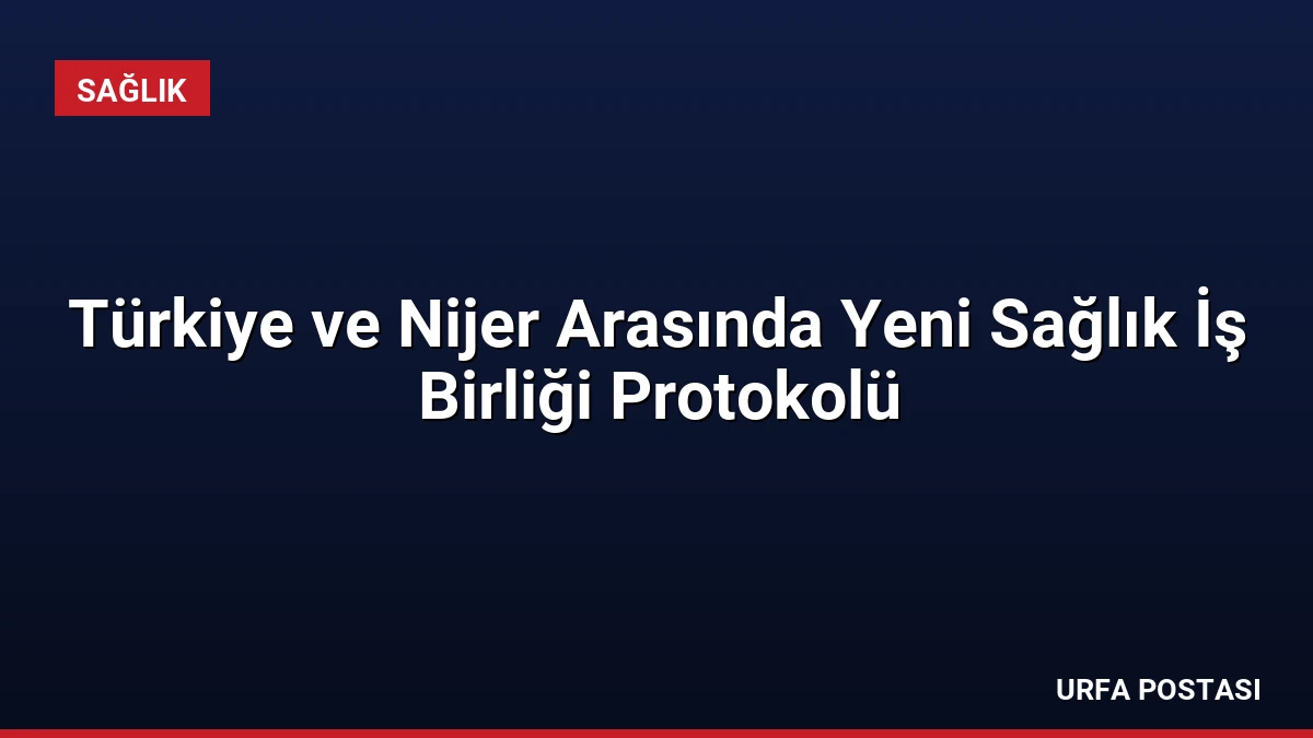 Türkiye ve Nijer Arasında Yeni Sağlık İş Birliği Protokolü