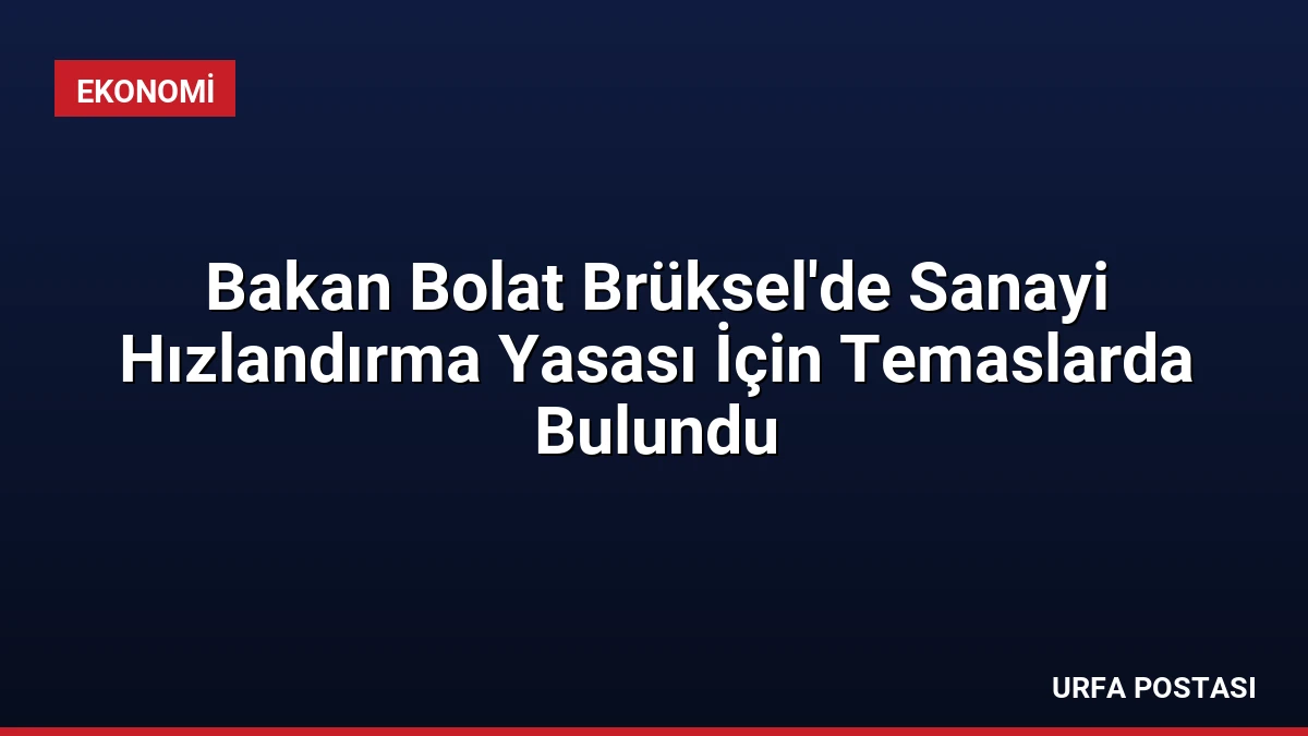 Bakan Bolat Brüksel’de Sanayi Hızlandırma Yasası İçin Temaslarda Bulundu