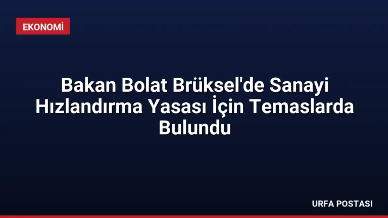 Bakan Bolat Brüksel’de Sanayi Hızlandırma Yasası İçin Temaslarda Bulundu