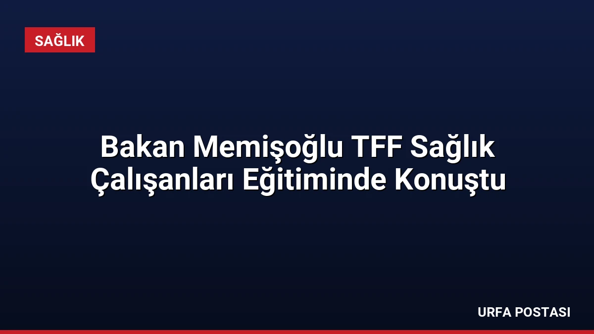 Bakan Memişoğlu TFF Sağlık Çalışanları Eğitiminde Konuştu