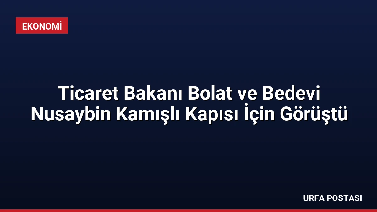 Ticaret Bakanı Bolat ve Bedevi Nusaybin Kamışlı Kapısı İçin Görüştü