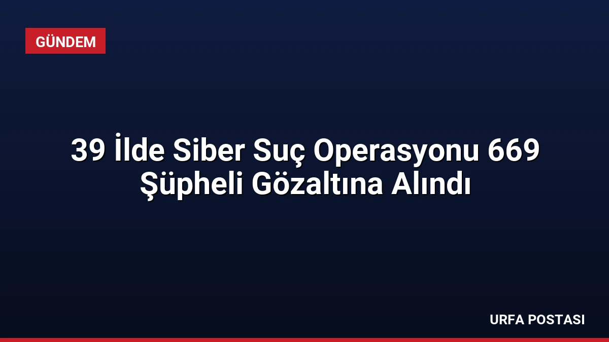 39 İlde Siber Suç Operasyonu 669 Şüpheli Gözaltına Alındı