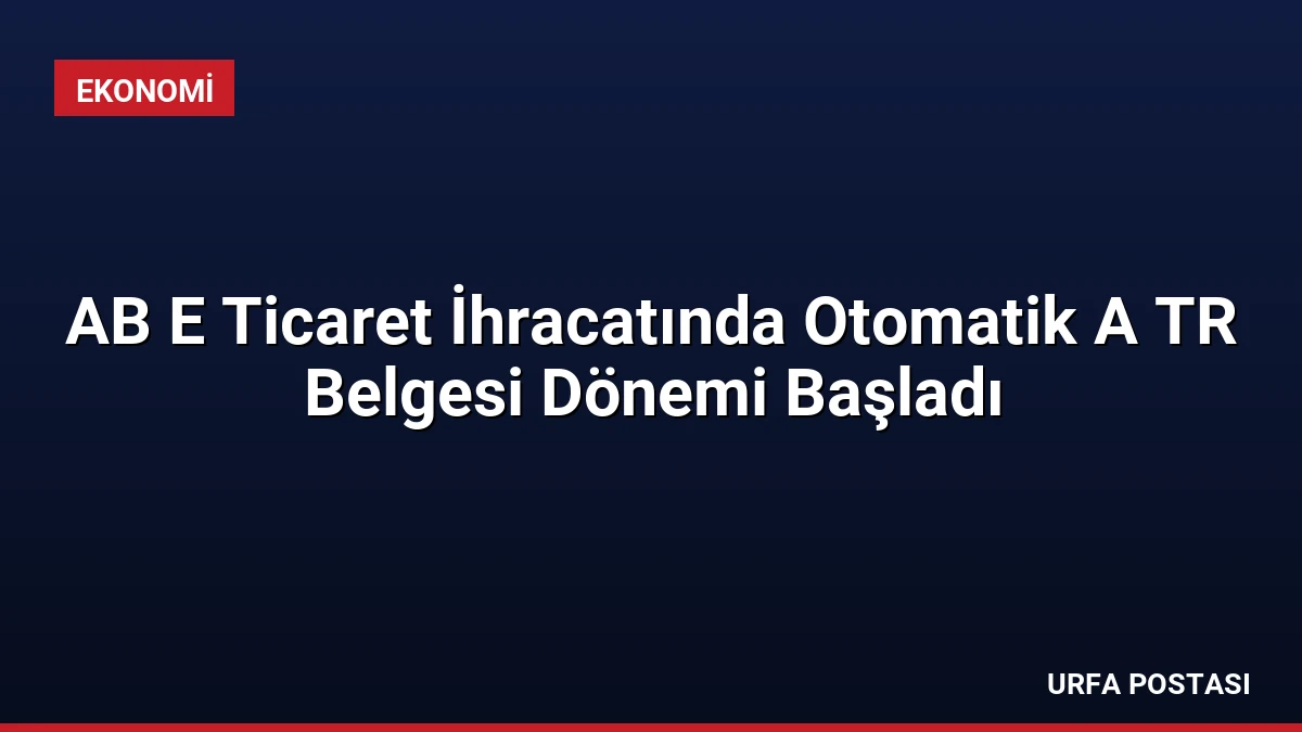 AB E Ticaret İhracatında Otomatik A TR Belgesi Dönemi Başladı