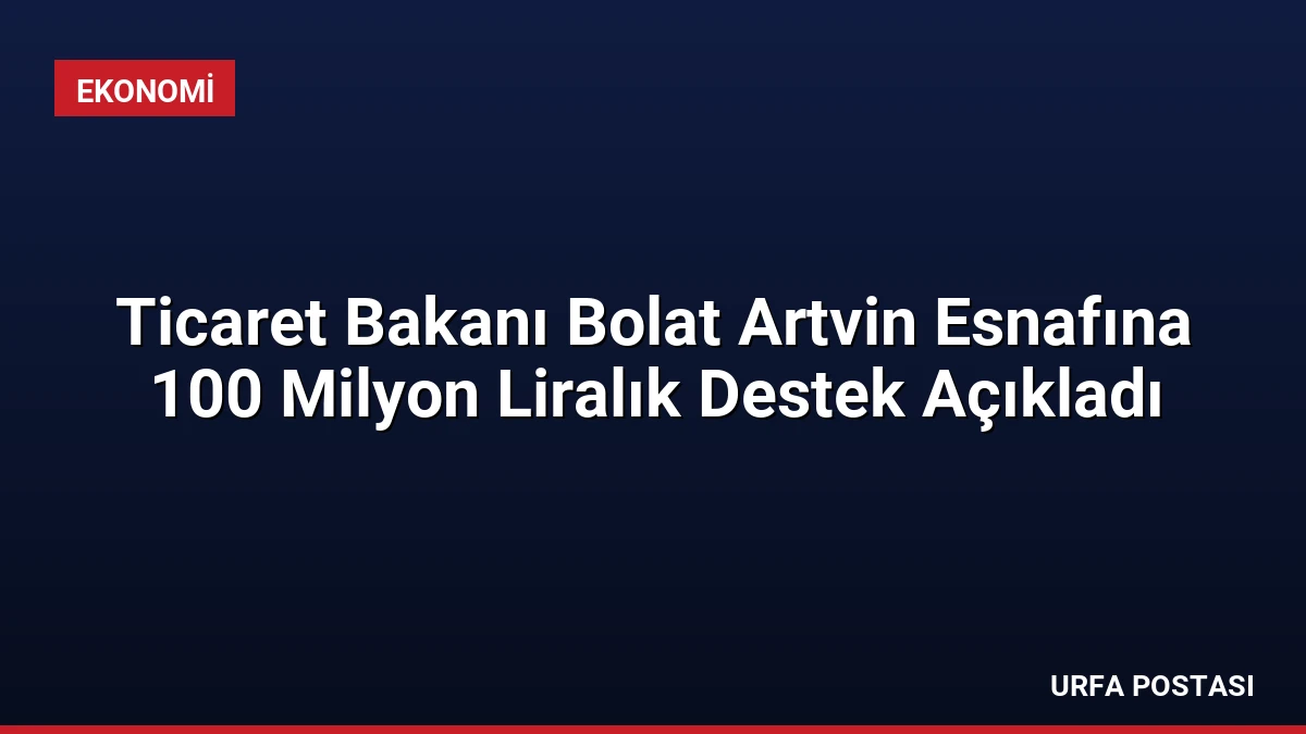 Ticaret Bakanı Bolat Artvin Esnafına 100 Milyon Liralık Destek Açıkladı