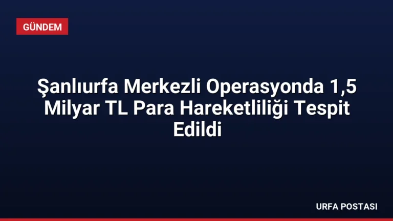 Şanlıurfa Merkezli Operasyonda 1,5 Milyar TL Para Hareketliliği Tespit Edildi
