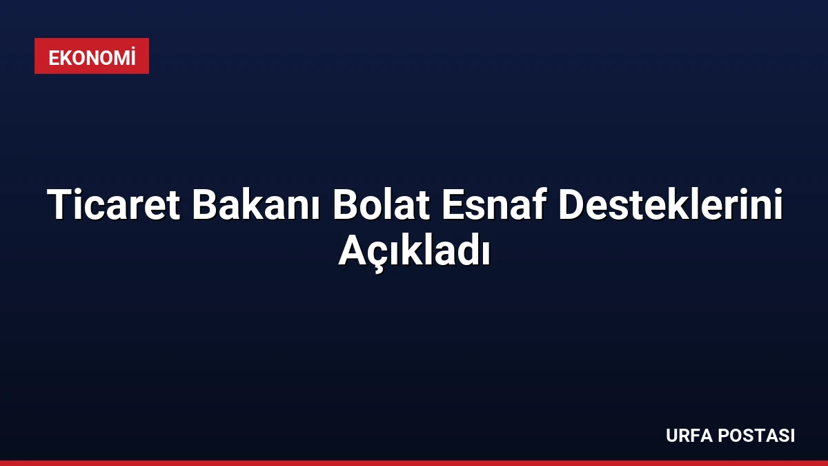 Ticaret Bakanı Bolat Esnaf Desteklerini Açıkladı