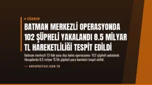 Batman Merkezli Operasyonda 102 Şüpheli Yakalandı 8.5 Milyar TL Hareketliliği Tespit Edildi