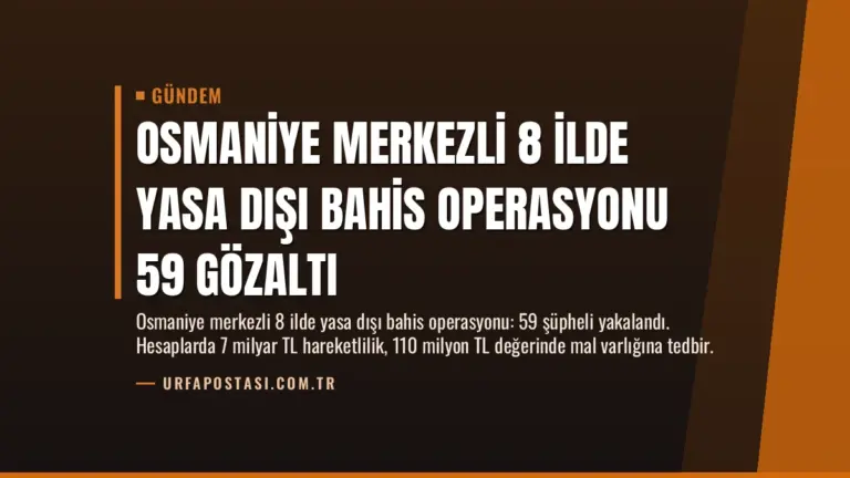 Osmaniye Merkezli 8 İlde Yasa Dışı Bahis Operasyonu 59 Gözaltı