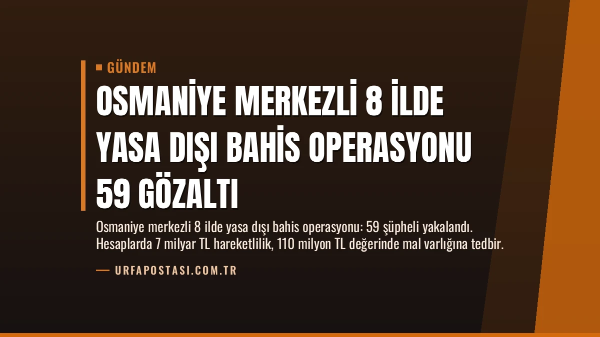 Osmaniye Merkezli 8 İlde Yasa Dışı Bahis Operasyonu 59 Gözaltı