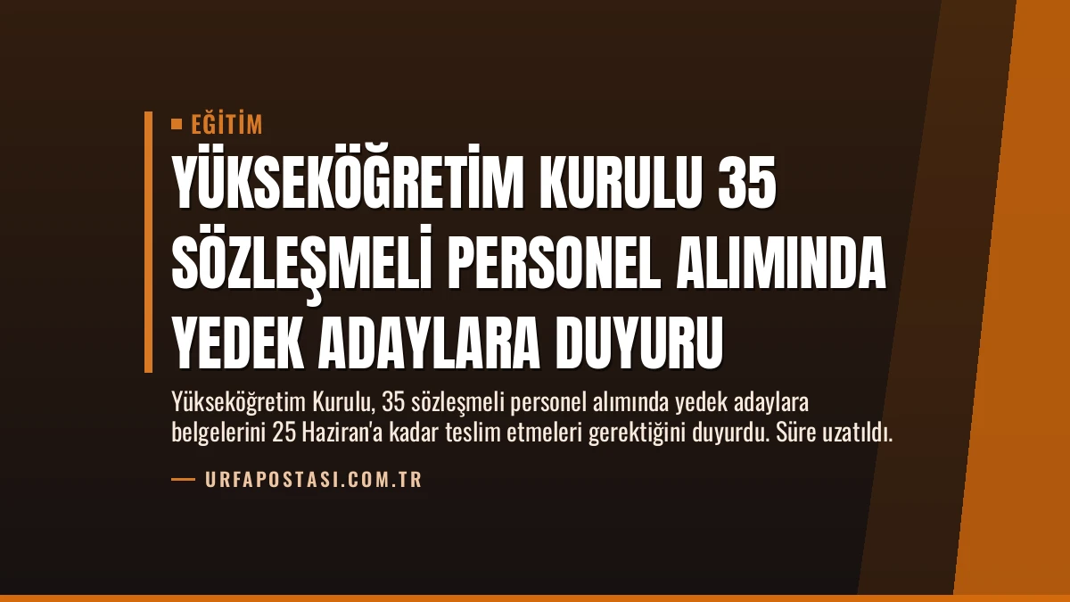 Yükseköğretim Kurulu 35 Sözleşmeli Personel Alımında Yedek Adaylara Duyuru